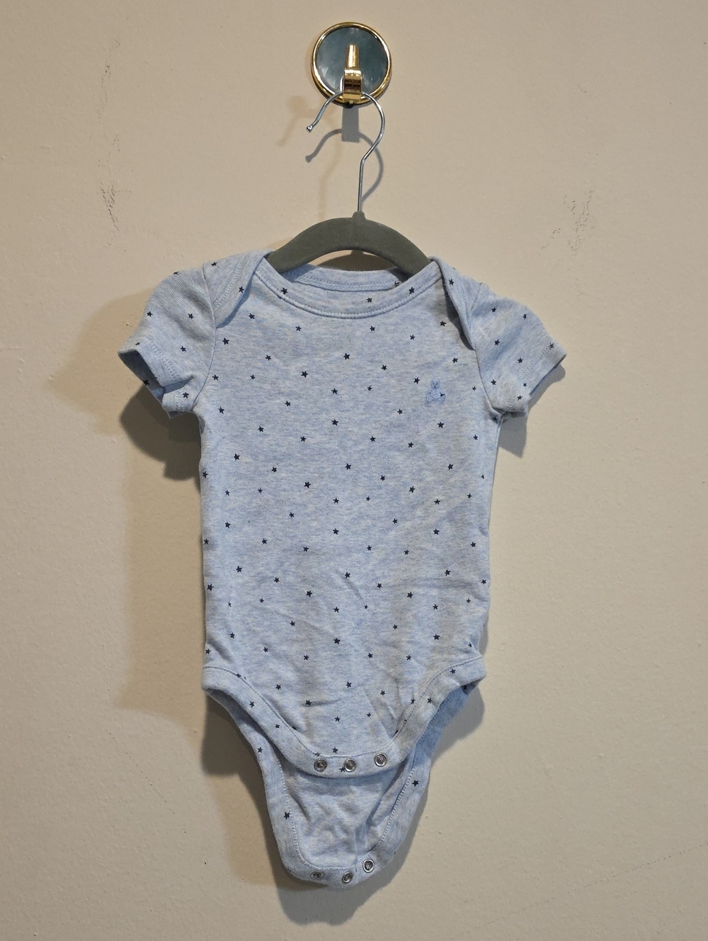 Light Blue Star-Print Baby One-Piece Bodysuit